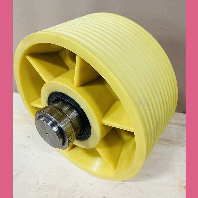 Отводной блок полиамидный в сборе с валом D=400mm 12 лунок h=180mm Thyssen